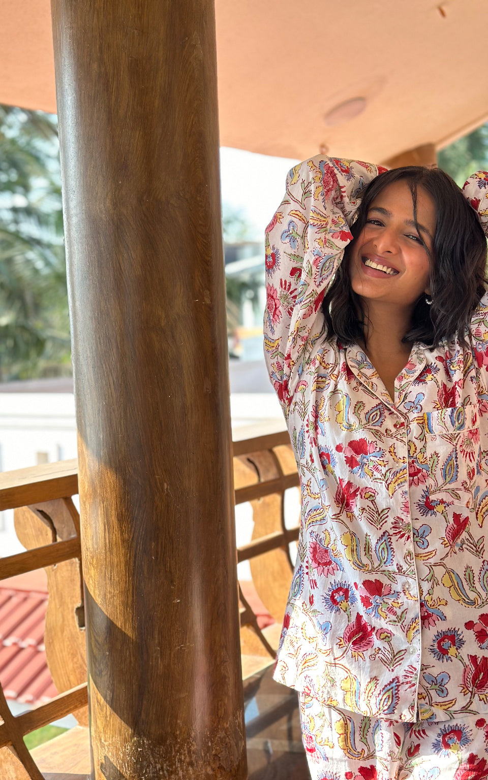 Meraki Floral Jaal Handblock printed Loungewear Set