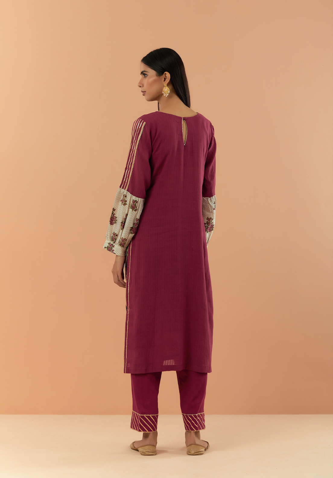Saanjh Dobby Maroon Kurta set